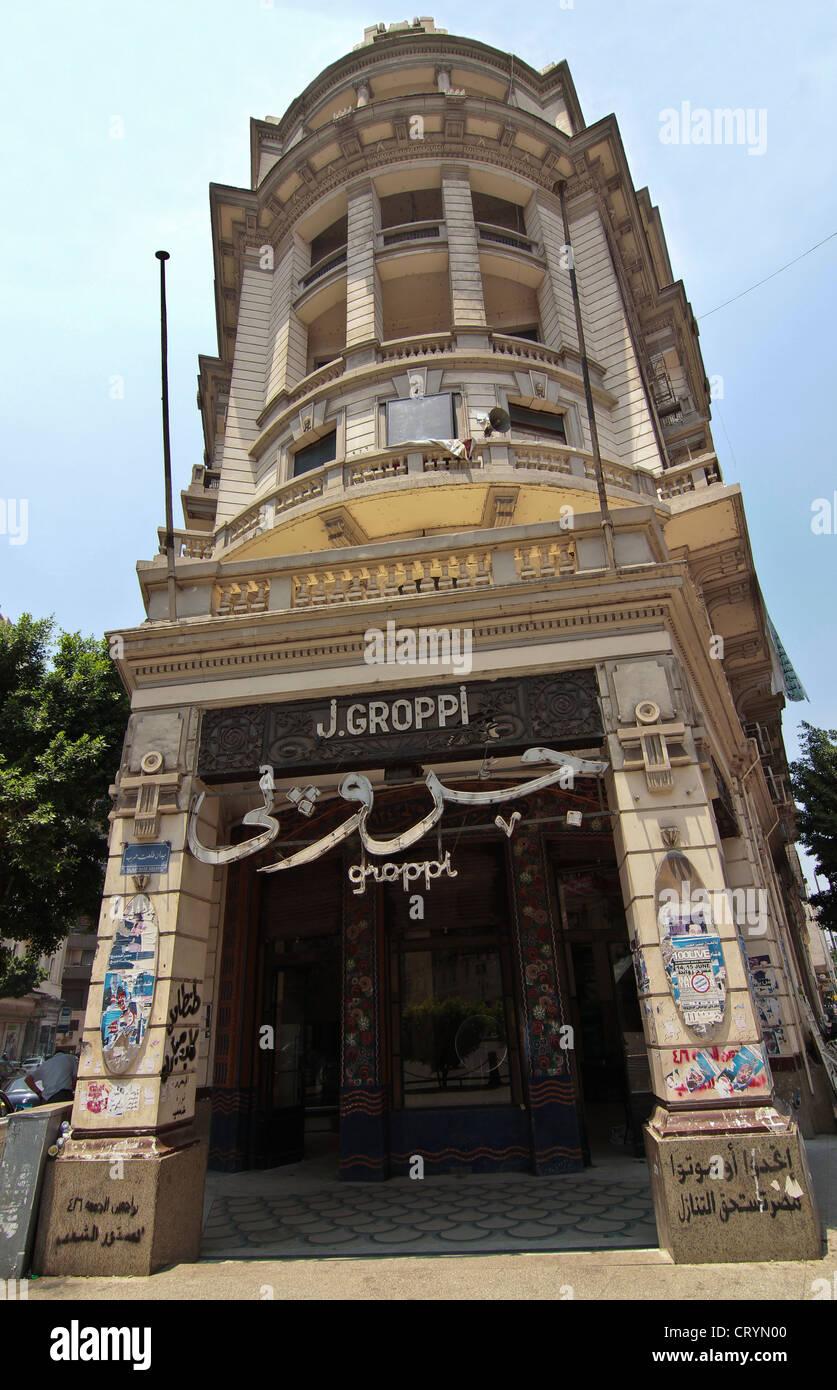Exterior view of famous Groppi coffee house Cairo Stock Photo