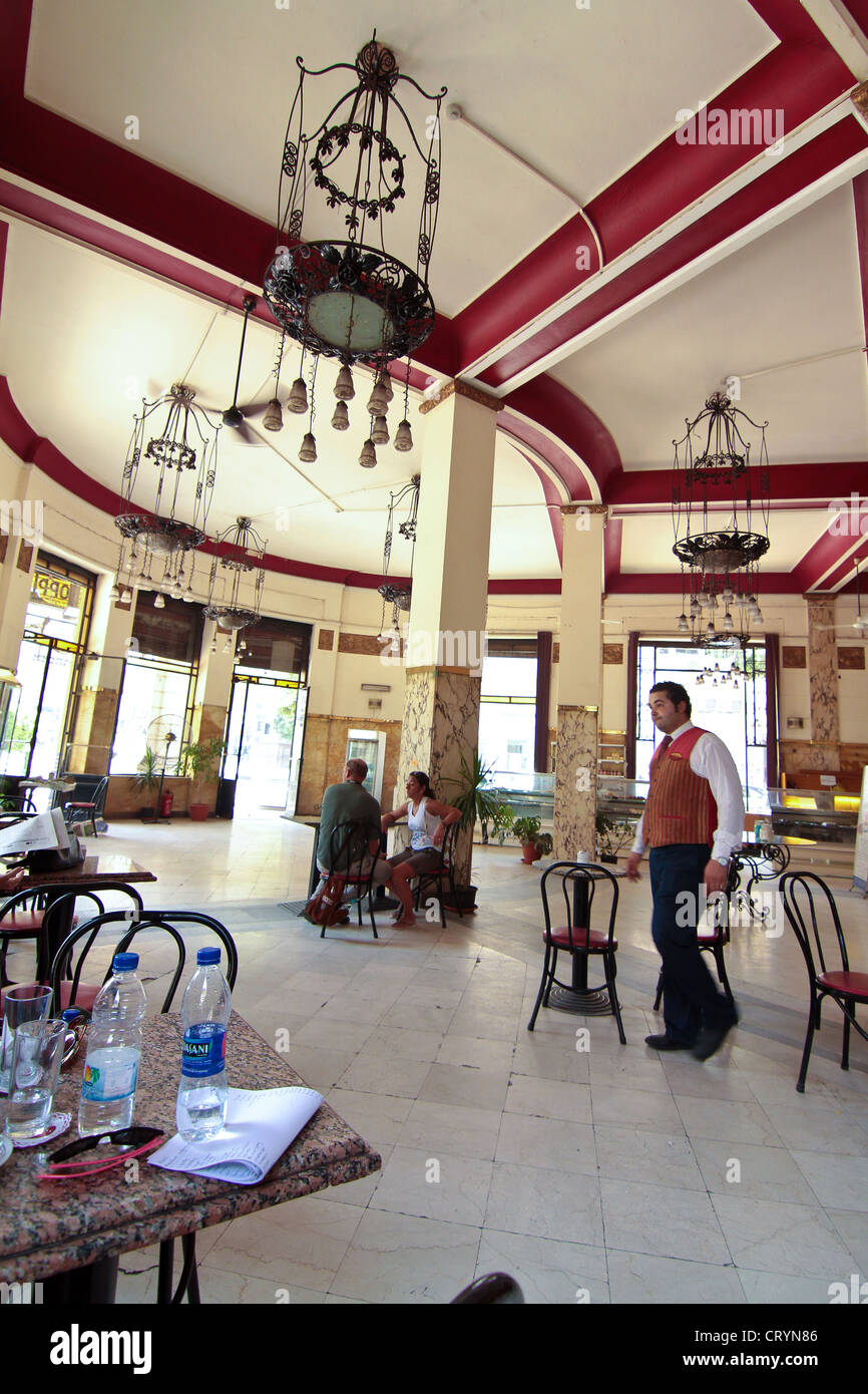 Interior view of famous Groppi coffee house Cairo Stock Photo