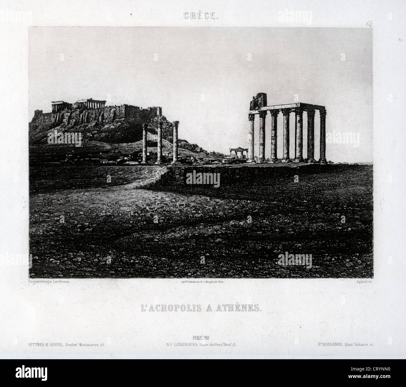 L'Acropolis A Athenes, 1841, from Excursions Daguerriennes - Stock Photo