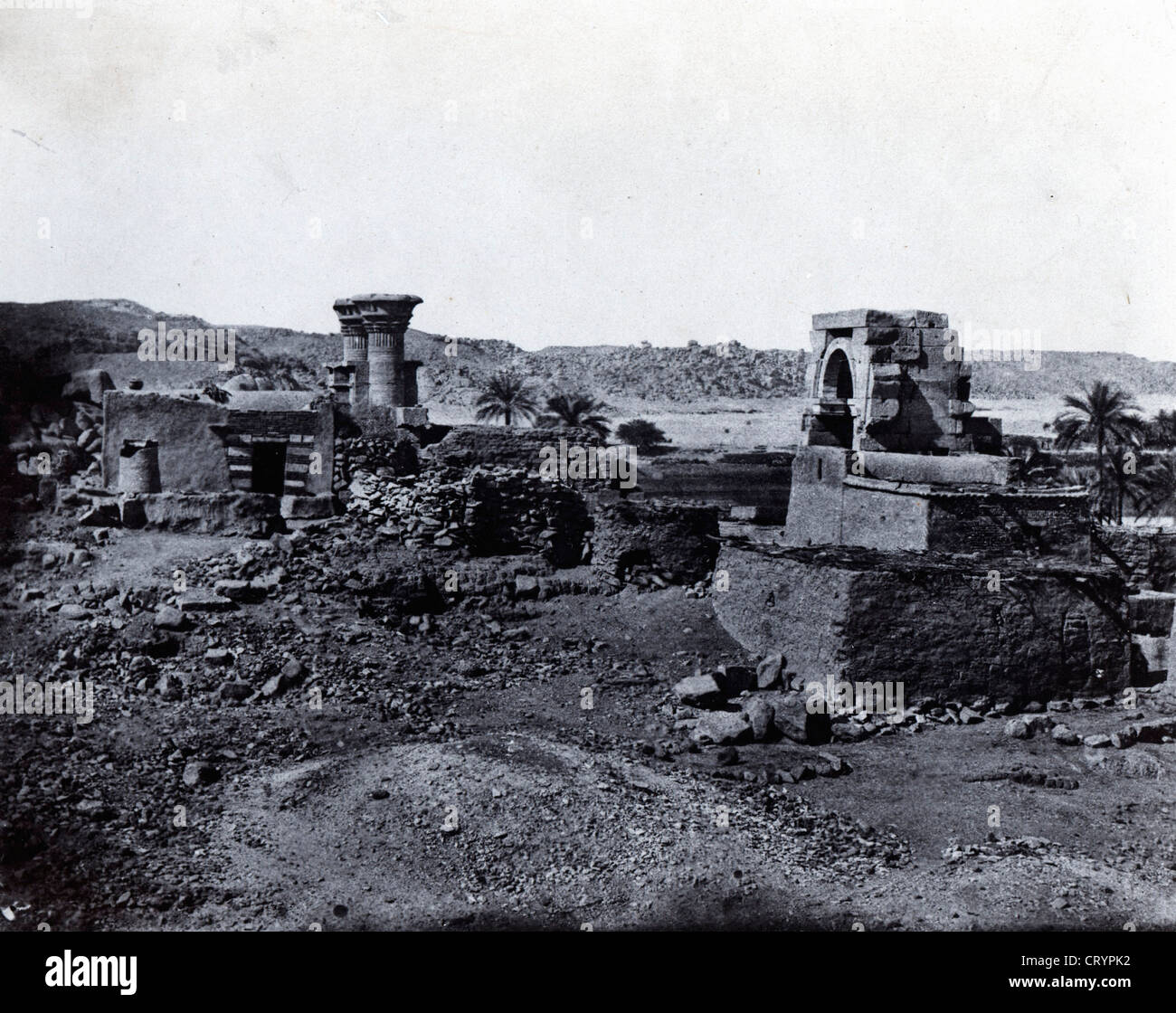 Nubie Village et Temple de L'ile de Beghe, Egypt, 1850, by Maxime du Camp Stock Photo