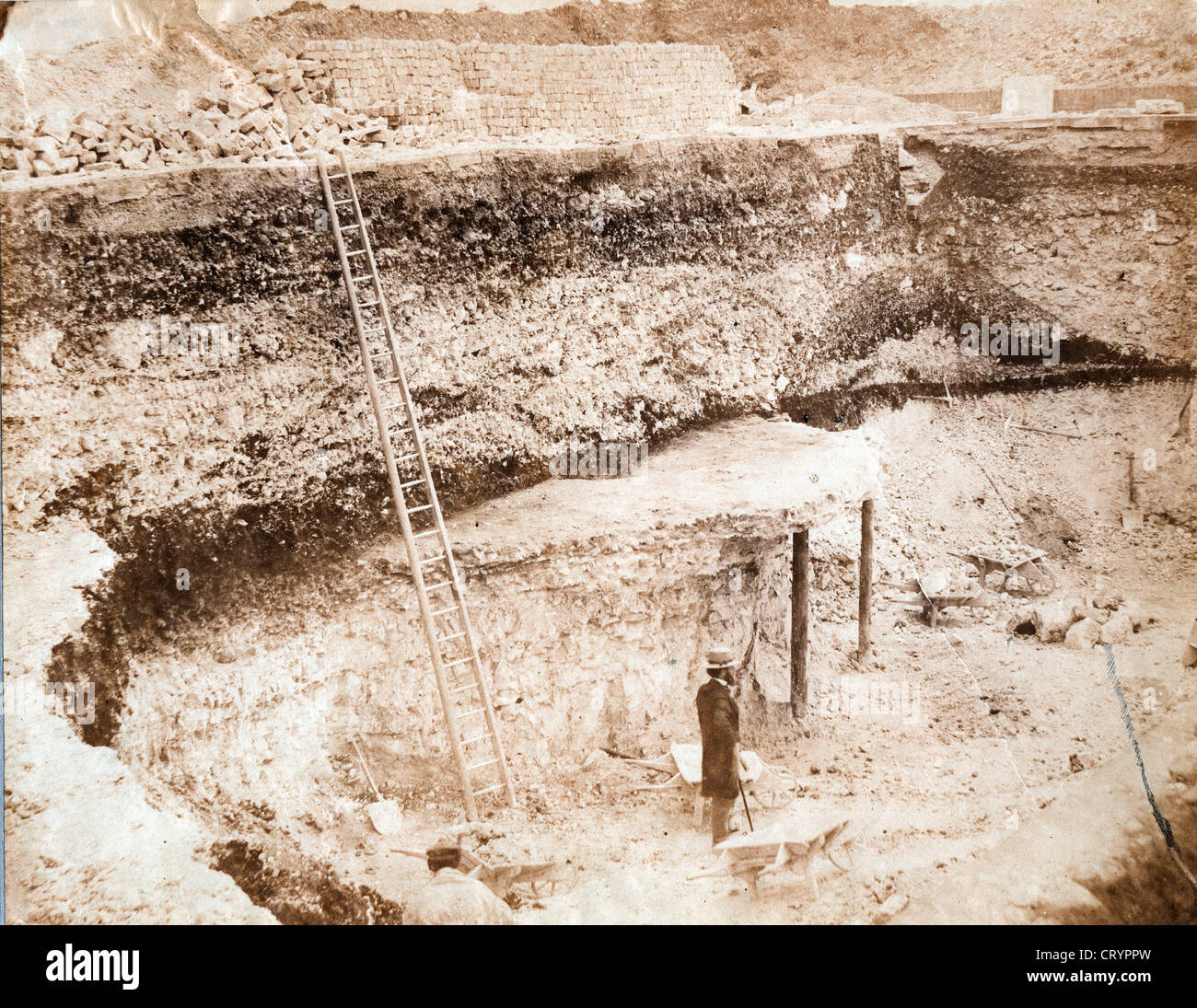 Excavation Site, ca 1850 Stock Photo