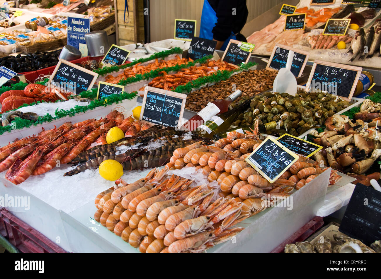 Seafood in a French fish shop Trouville, Normandy, France Stock Photo