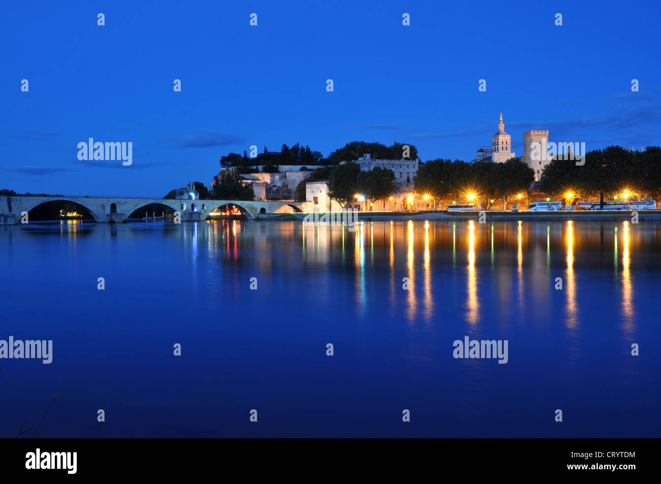 Avignon, blue hour, Provence, France Stock Photo