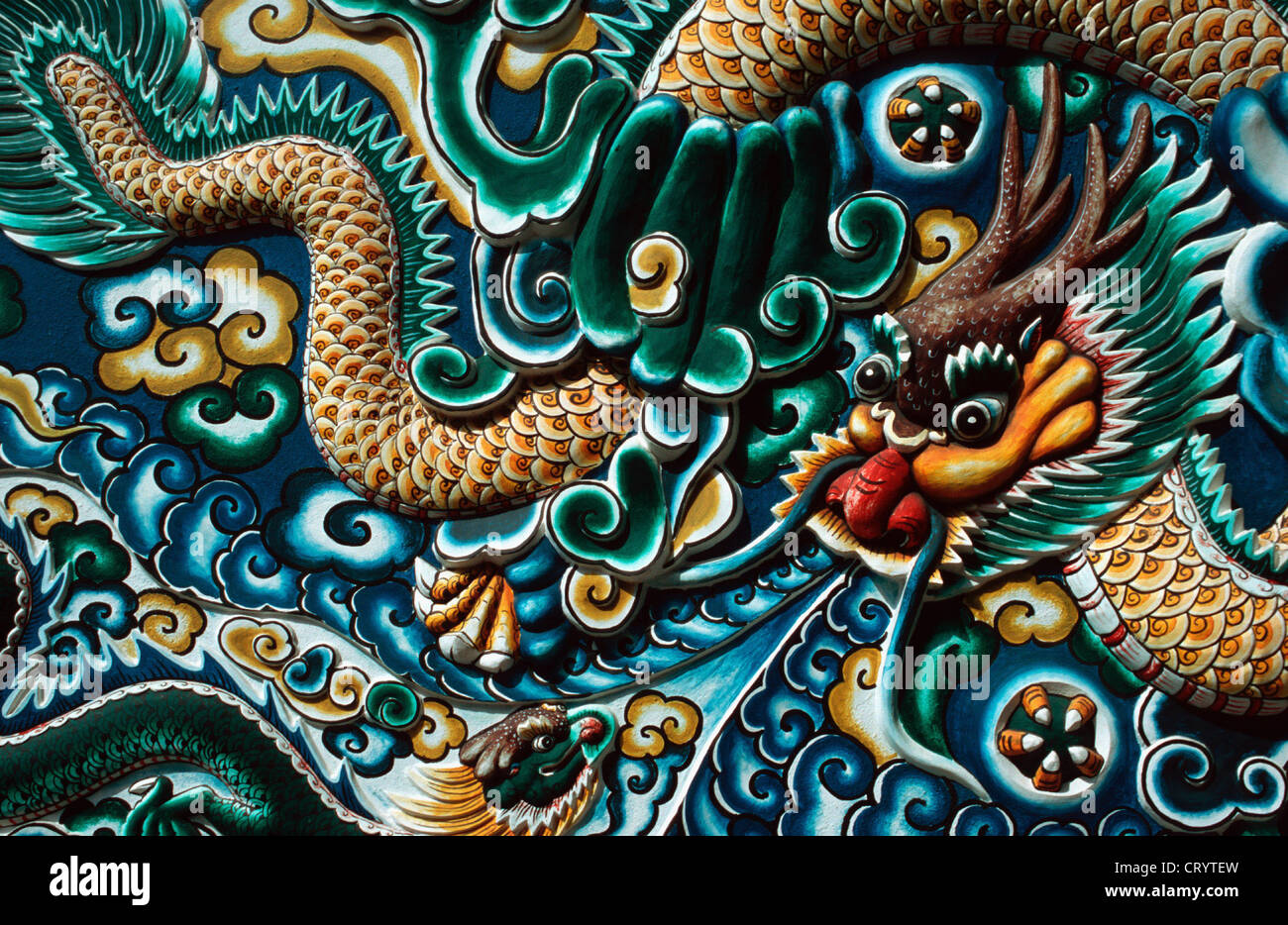 Mosaic of a Chinese dragon, Bang Pa-In Stock Photo