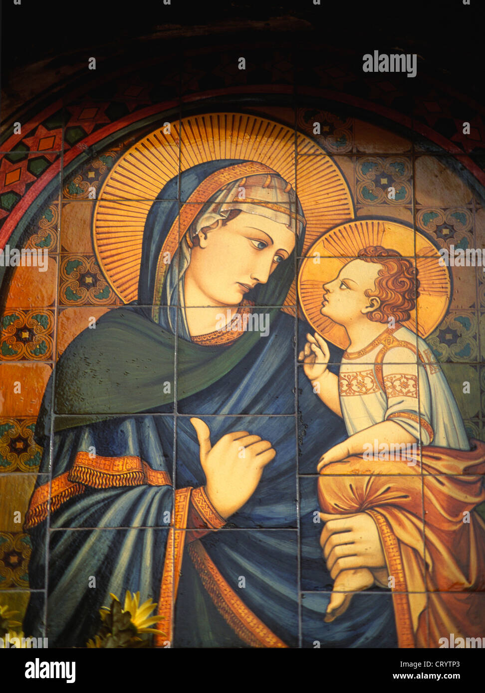 Italy, Umbria, Assisi, Madonna and the Child, religious image, Stock Photo