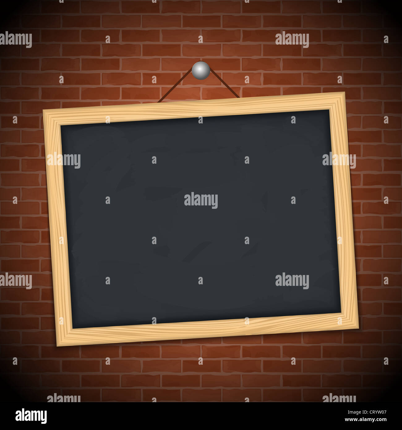 Blackboard on brick wall, vector eps10 illustration Stock Photo - Alamy