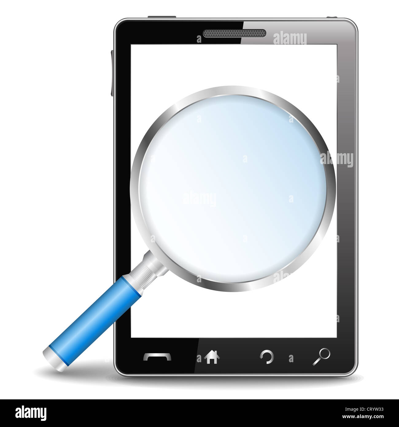 Mobile phone with magnifying glass Stock Photo Alamy