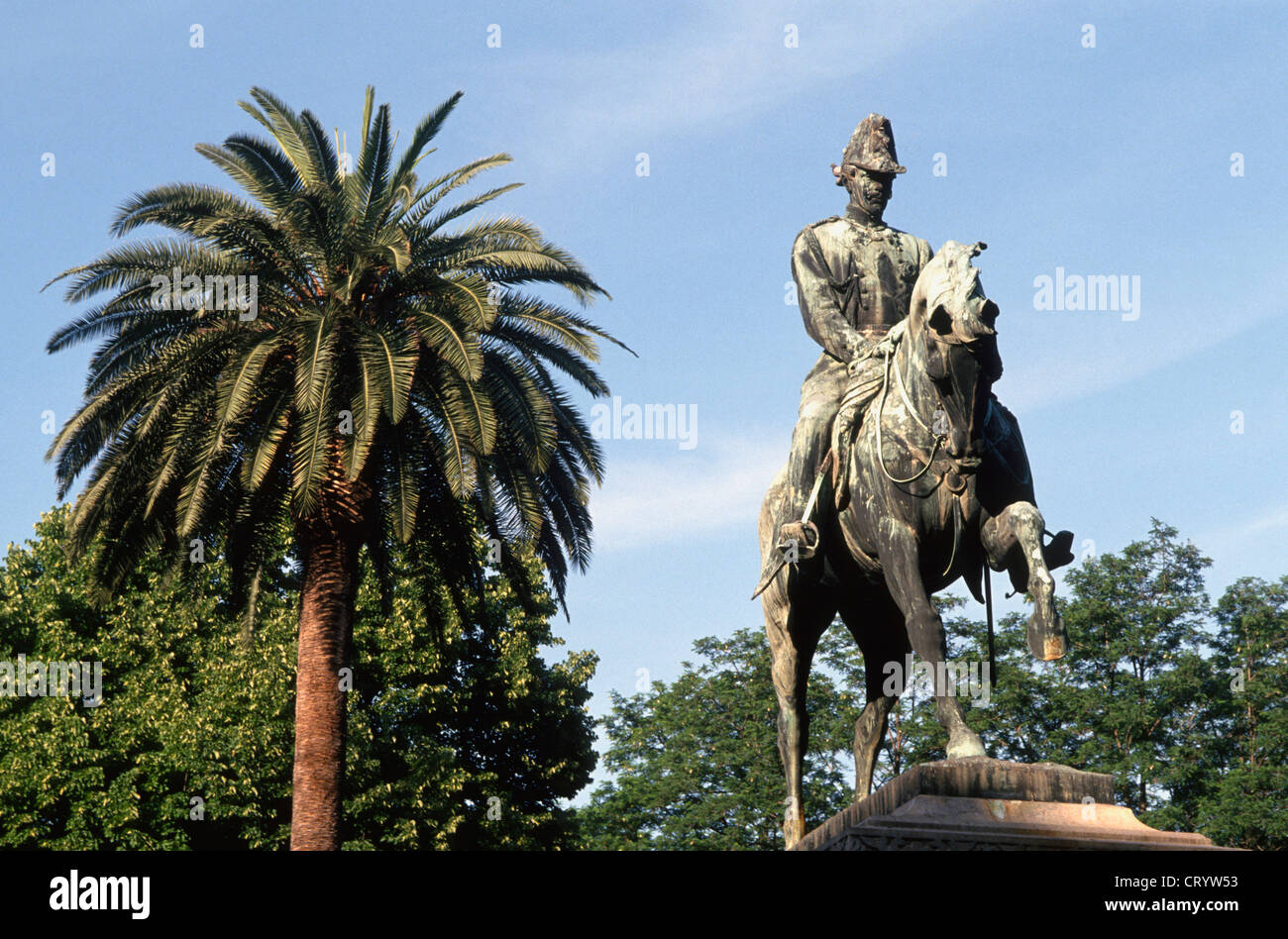 Italy, Lazio, Rome, Quirinale Gardens, statue, palm tree Stock Photo ...