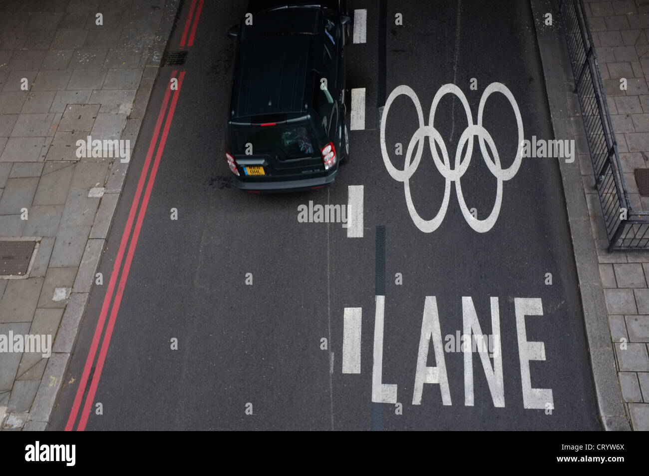 2012 Olympic lane on the Embankment, London UK Stock Photo