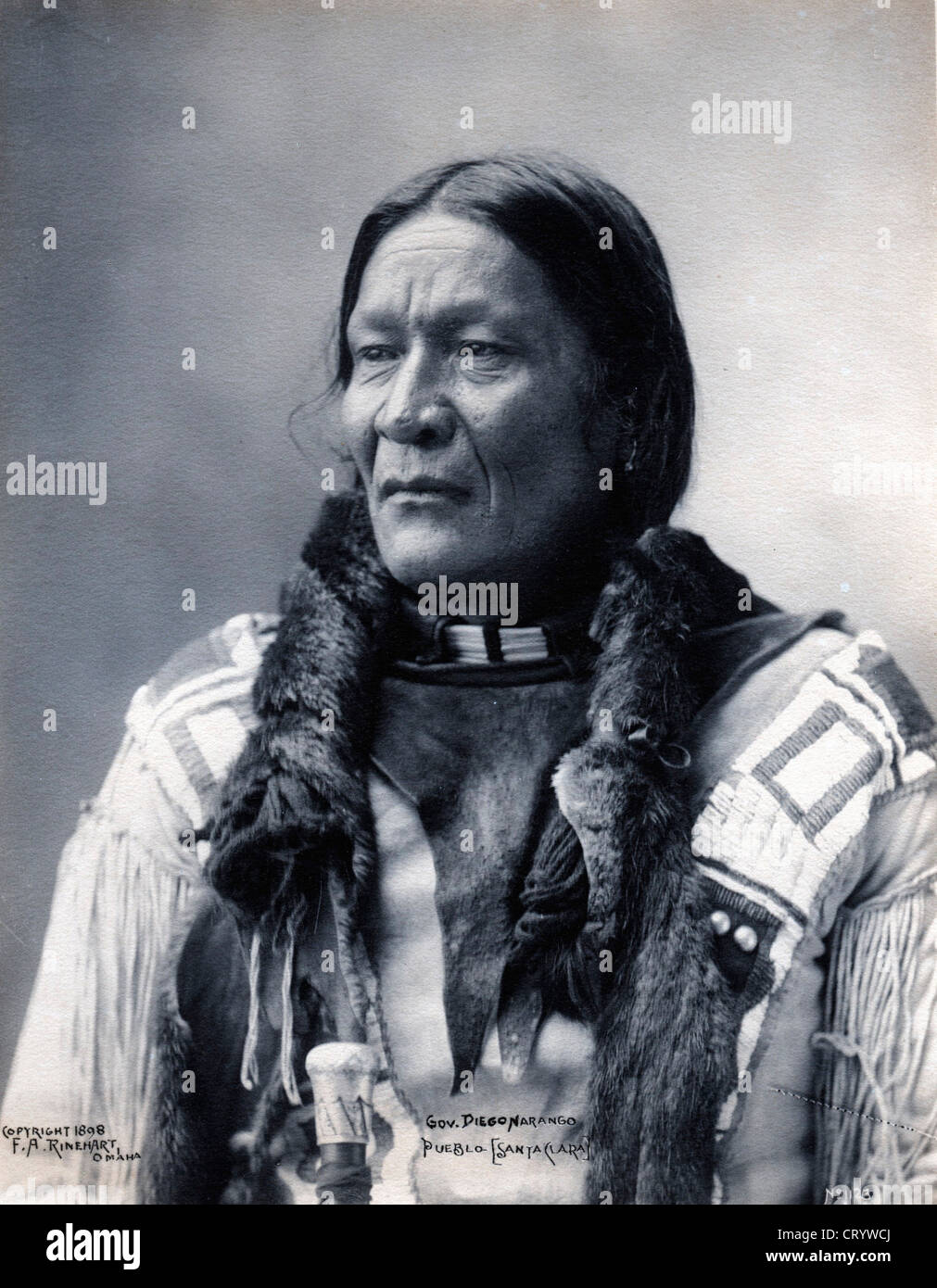 Portrait of Gov. Diego Narango- Pueblo Santa Clara, 1899, by F.A. Rinehart Stock Photo