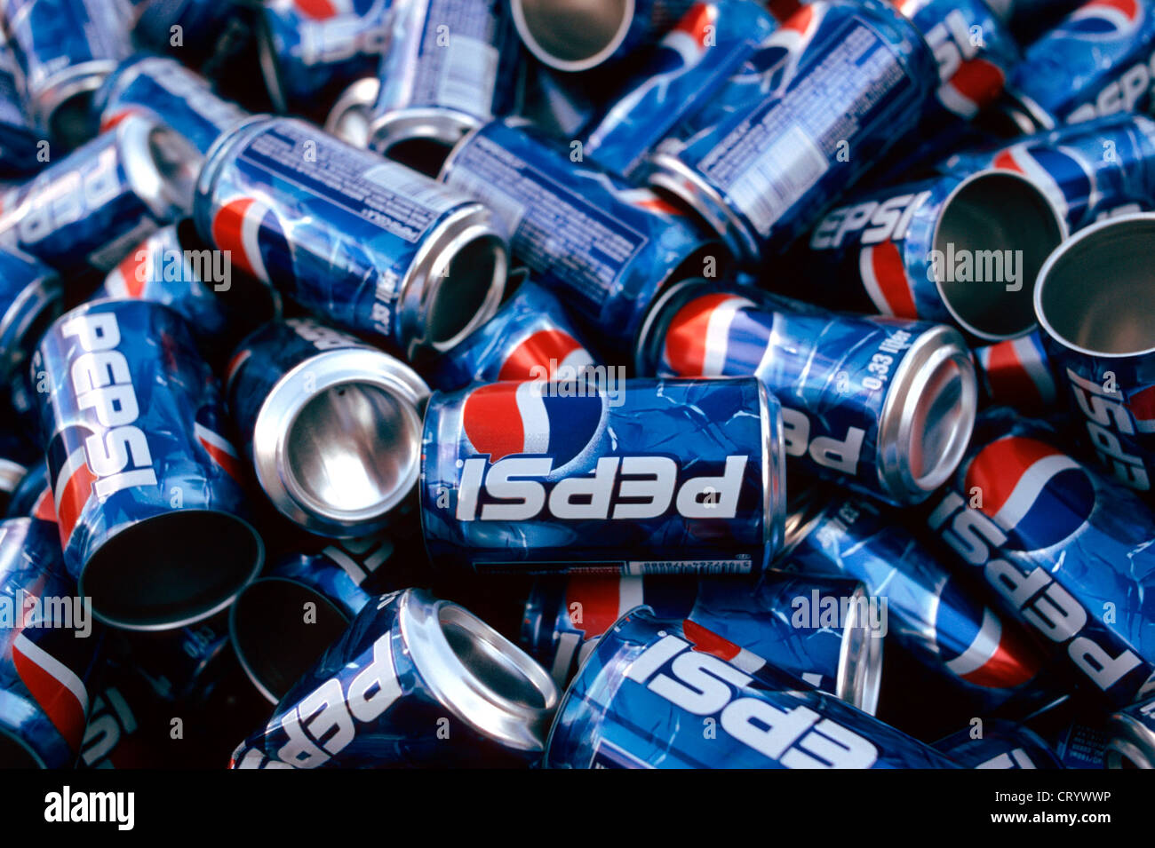 Empty Pepsi cans Stock Photo