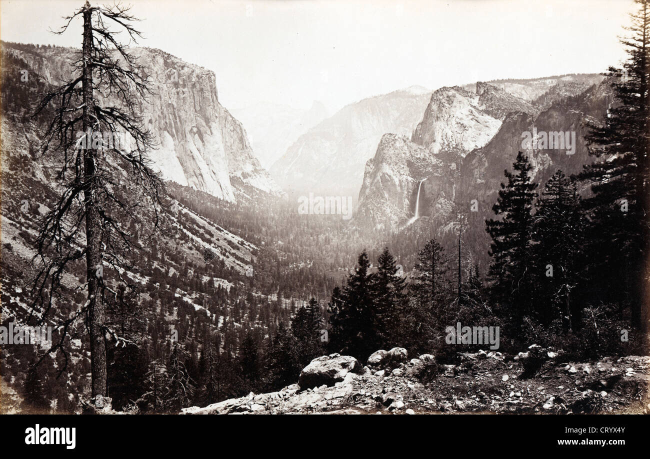 Yosemite Valley From The Mariposa Trail, by Carleton Watkins, 1866 Stock Photo