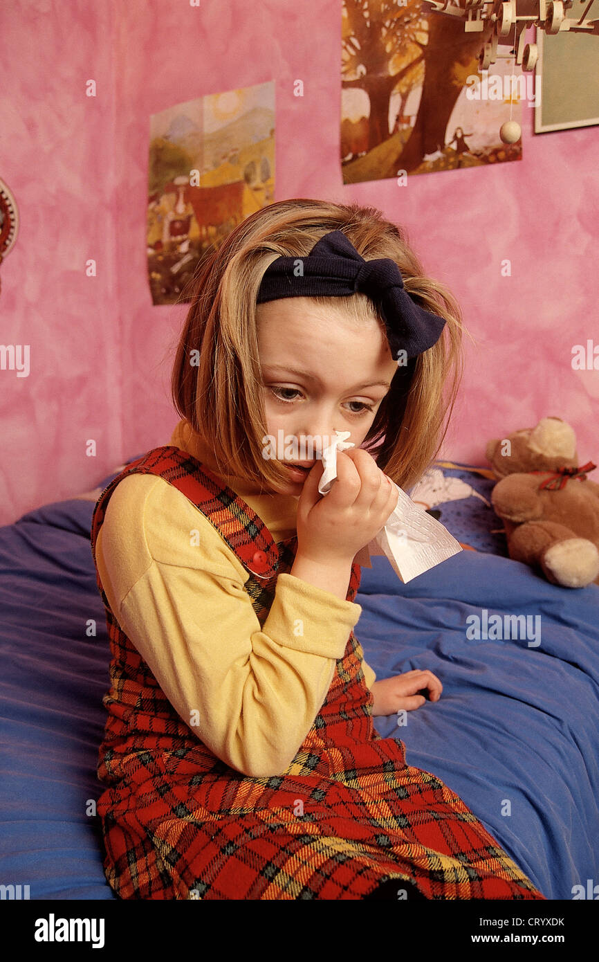 CHILD WITH NOSEBLEED Stock Photo