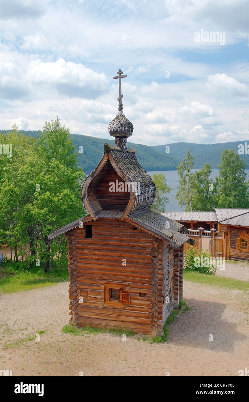 Kazan church of the Ylym jail, 1679. 'Taltsa's' (Talzy) - Irkutsk architectural and ethnographic museum. Stock Photo