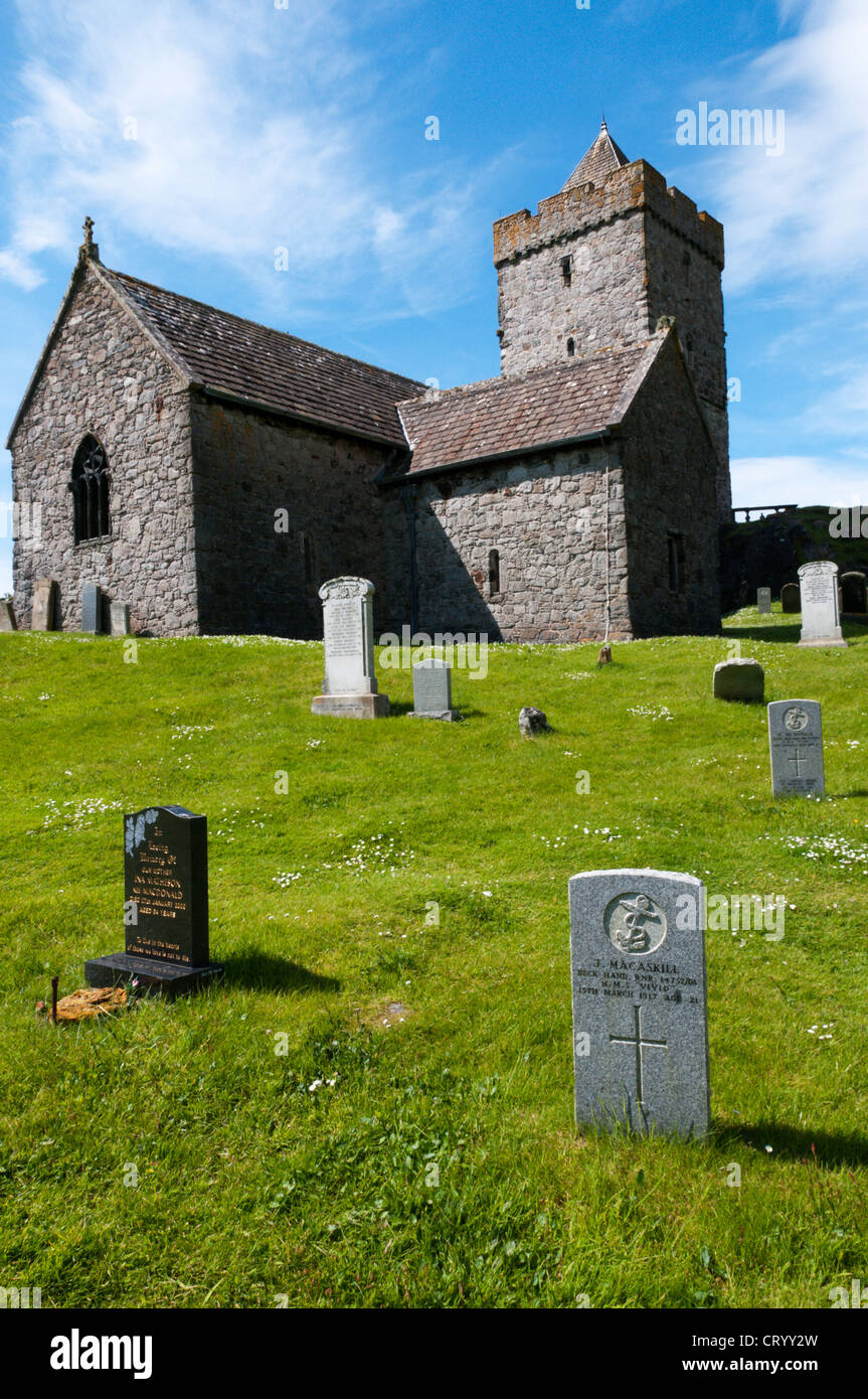 The churchyard of St Clements on the Isle of Harris. Stock Photo