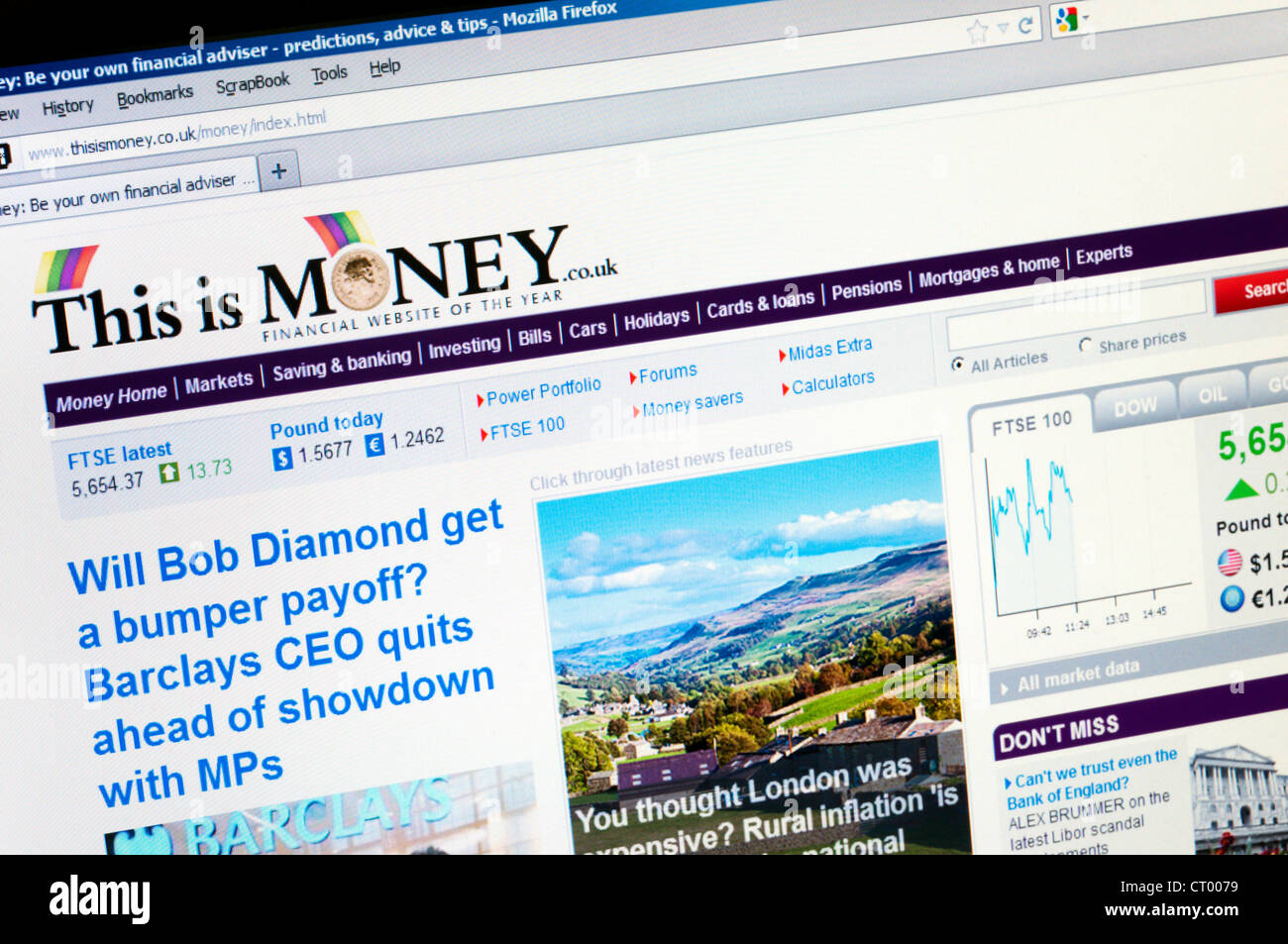 Home page of the Mail Online This Is Money web site. Stock Photo