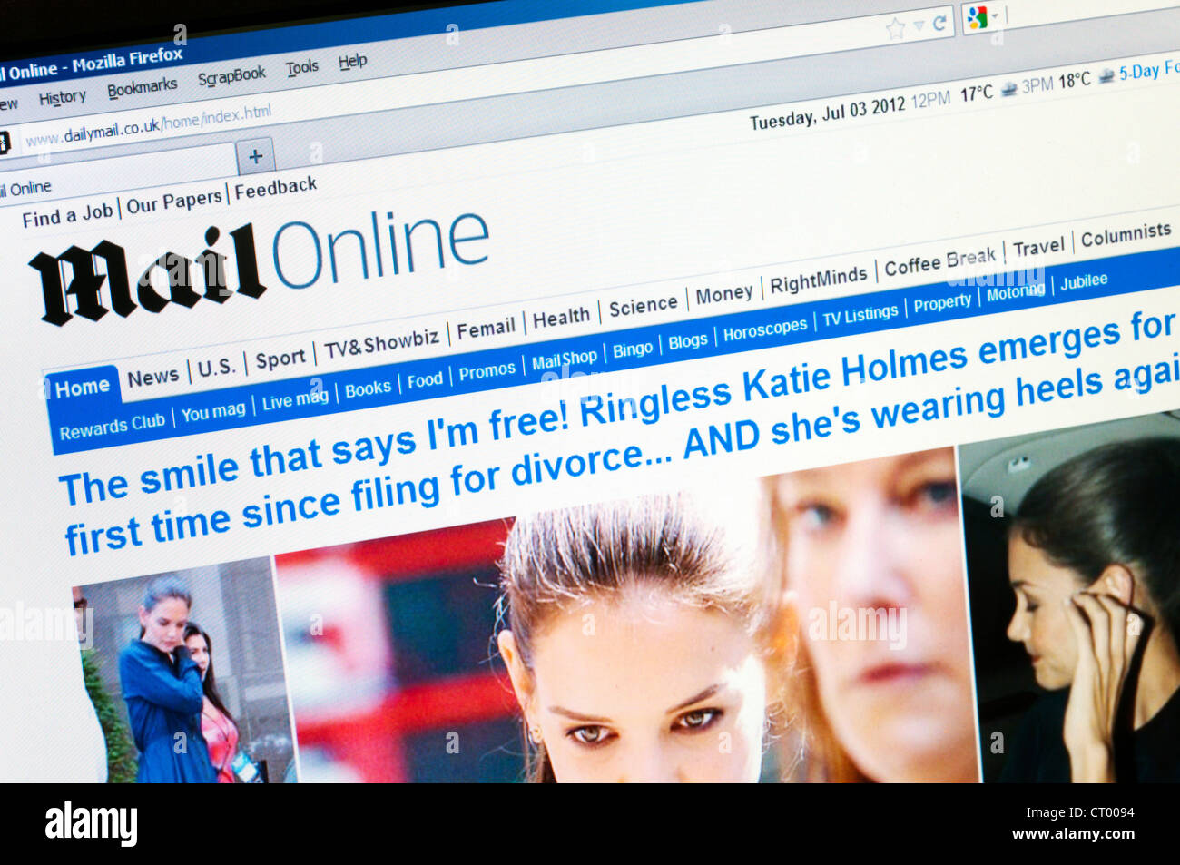 Home page of the Mail Online web site. Stock Photo