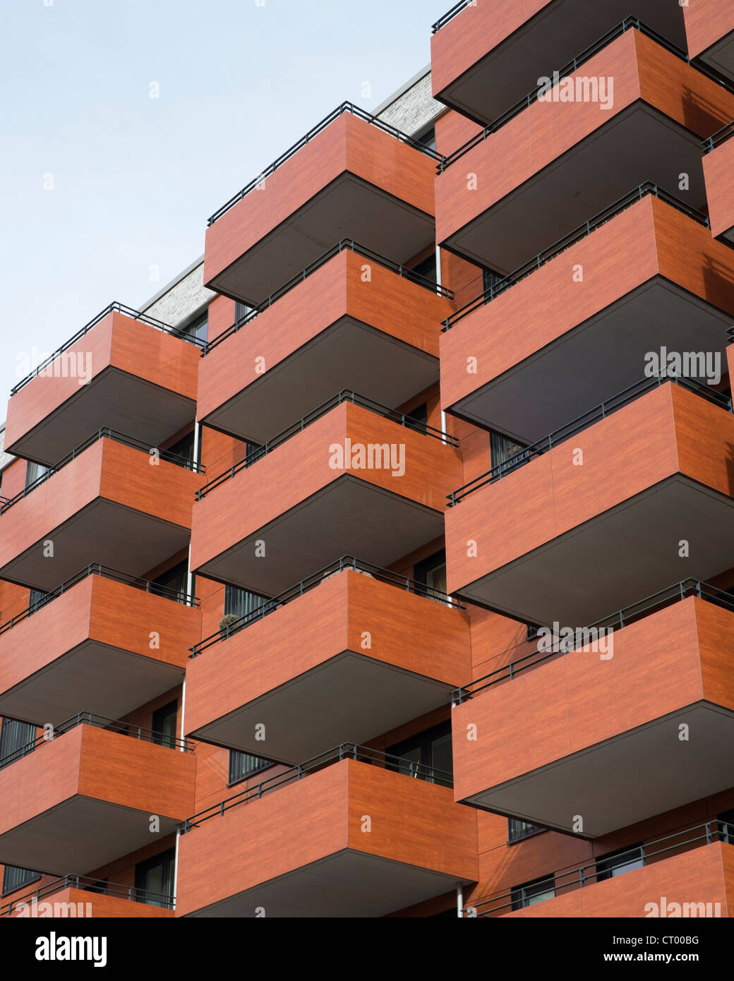 External view of modern upmarket apartment building in Hafen City property development in Hamburg Germany Stock Photo