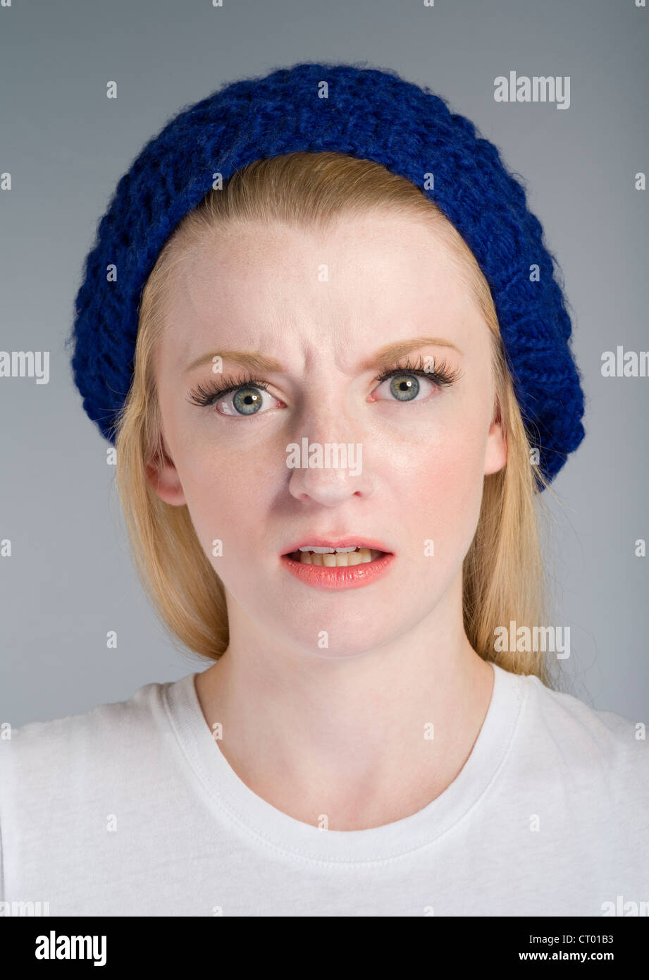 Young woman disgusted by something Stock Photo