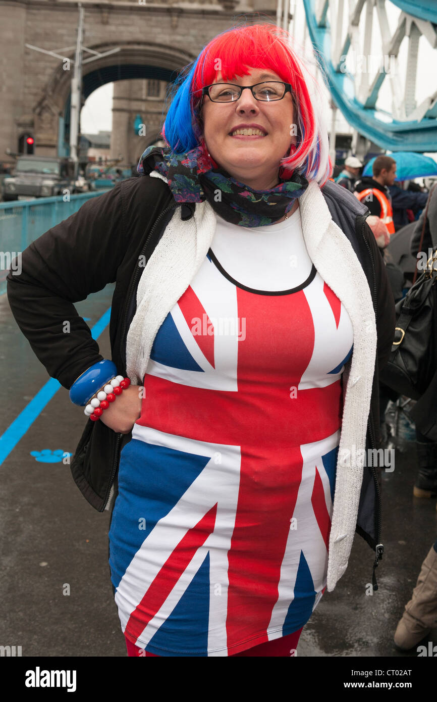 Woman in a union jack dress hi-res stock photography and images