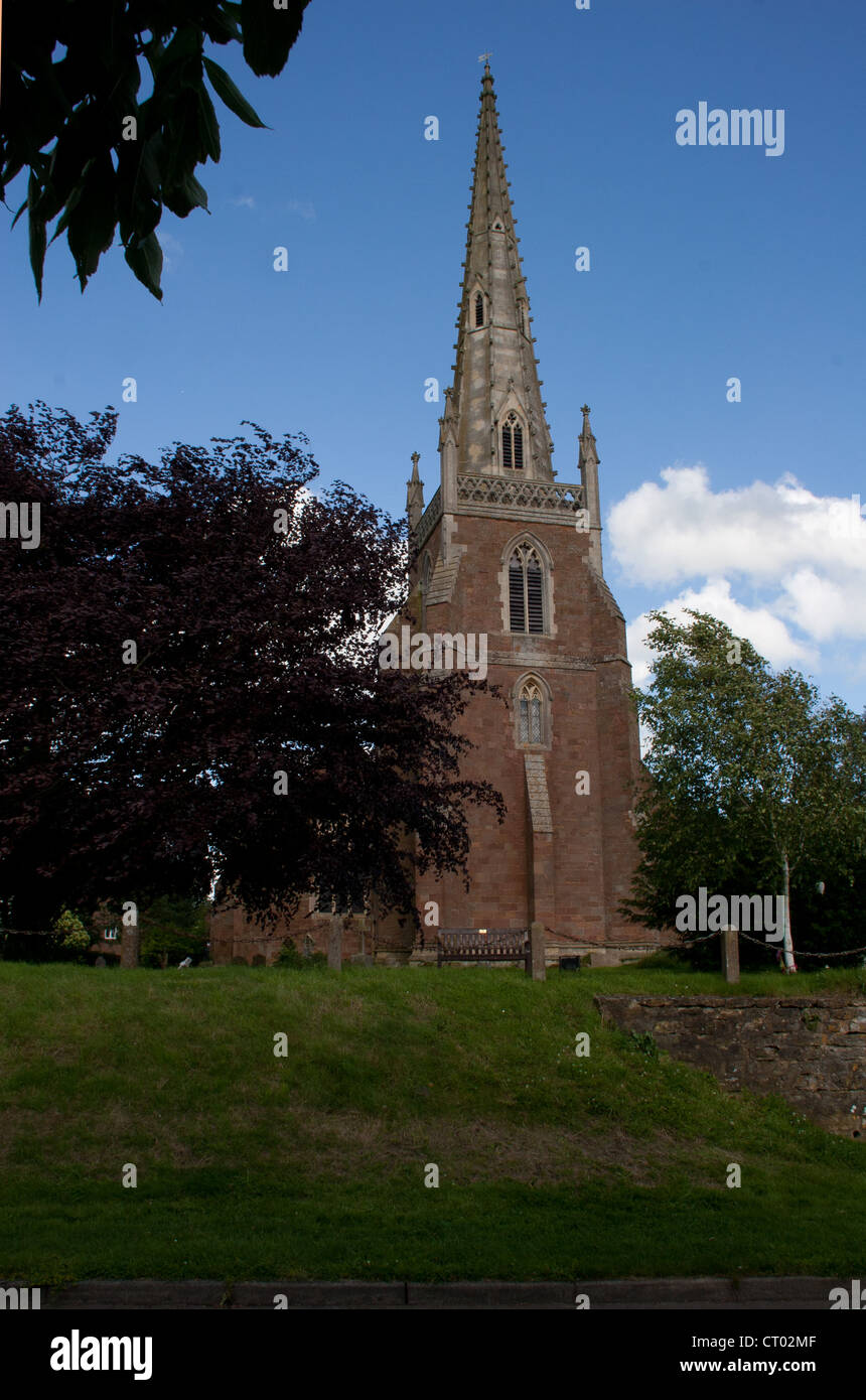 All Saints Church - a crockett-spired church is  in the Parish of Braunston in Warwickshire. Stock Photo