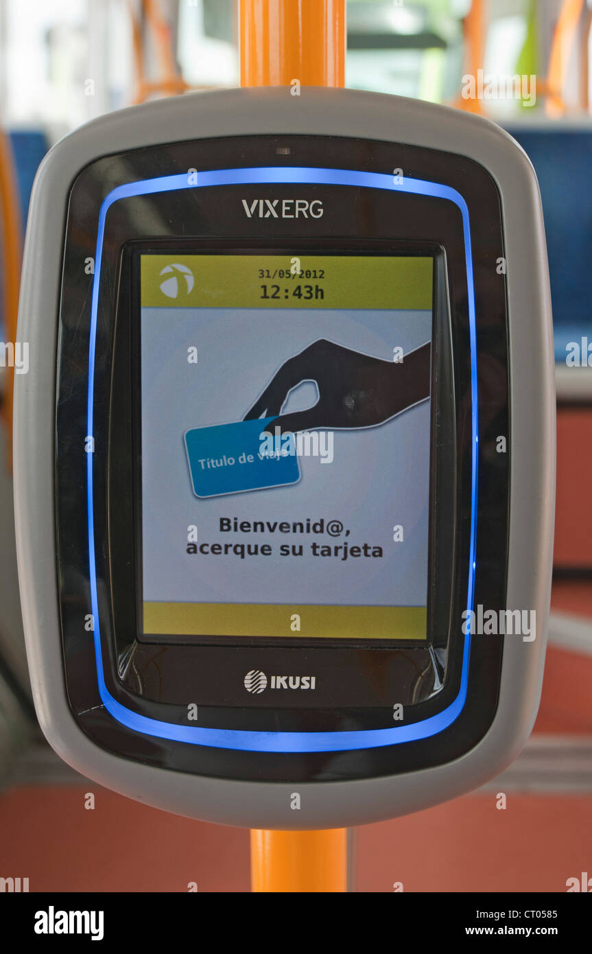 E-ticketing system touch screen reader installed on trams on the Plaza ...