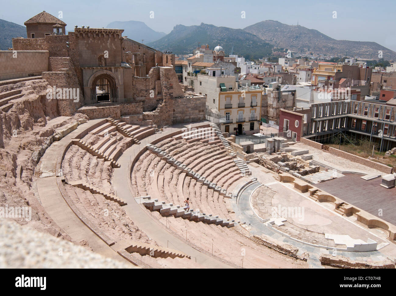Fisheye of The Roman Theatre of Carthago Nova and Cathedral ruins of Cartagena in the region of Fisheye of The Roman Theatre of Carthago Nova and Cathedral ruins of Cartagena in the region of