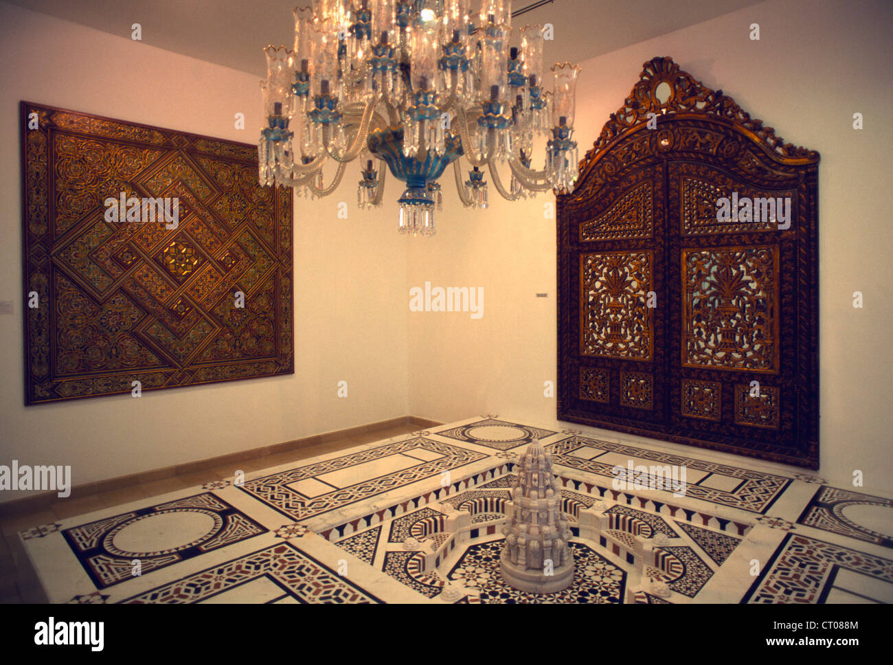 Malaysia, Kuala Lumpur, Islamic Arts Museum, Mamluk-style marble mosaic fountain, Stock Photo