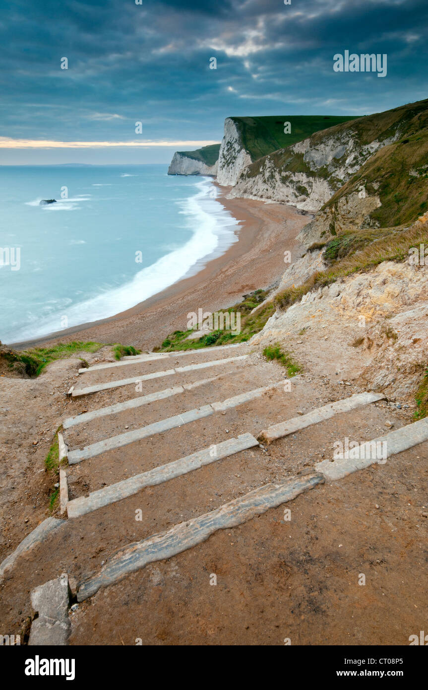 Footpath to Durdle Door beach toward Bats Head, the Jurassic Coast, Dorset. Stock Photo