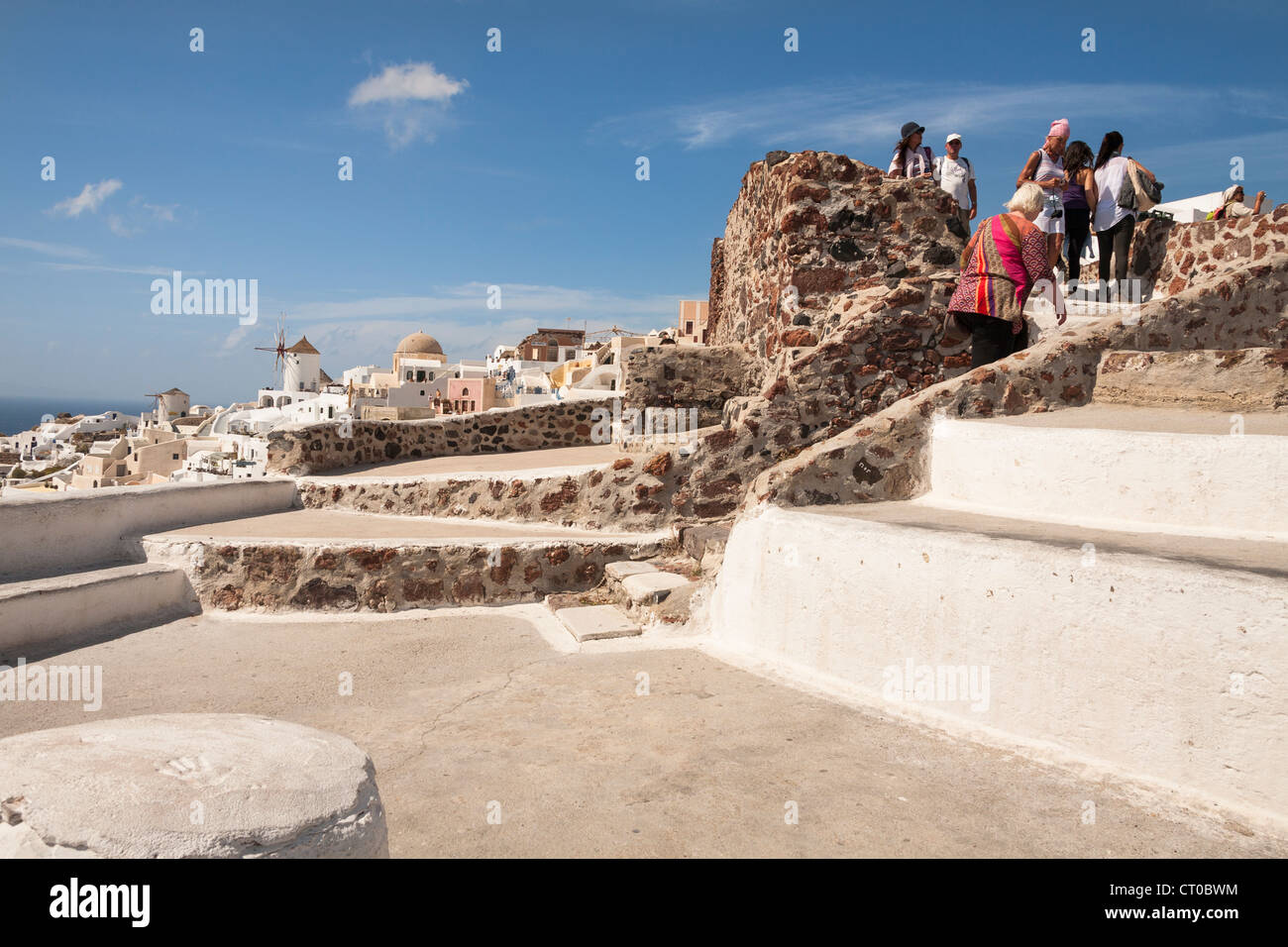 Oia Castle ruins, Oia, Santorini, Greece Stock Photo