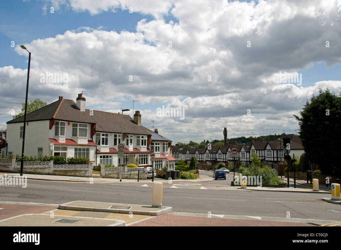 Suburbia, suburban houses with big sky, Bounds Green North London
