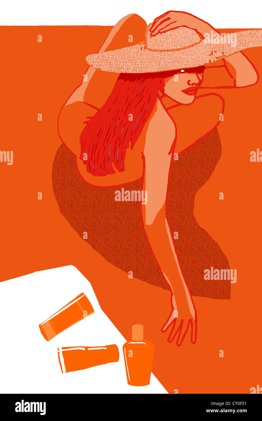 Sunburn woman illustration hi-res stock photography and images - Alamy