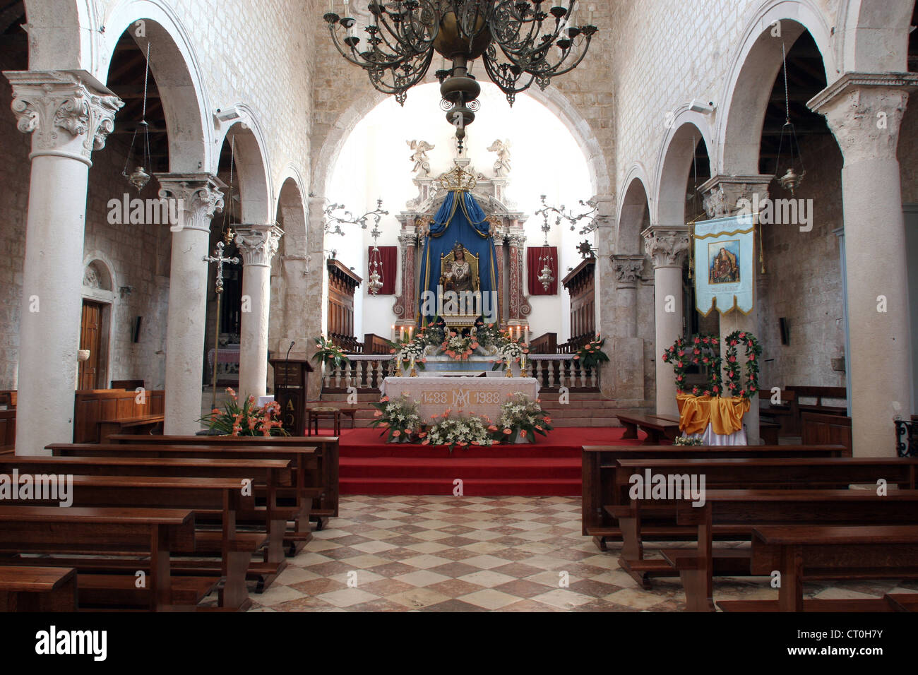 Altar in the Church of Assumption of the Blessed Virgin Mary in Pag Stock Photo