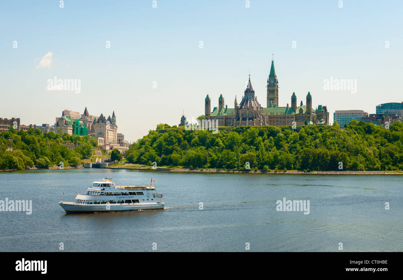 Parliament Hill, Ottawa River Cruise Stock Photo