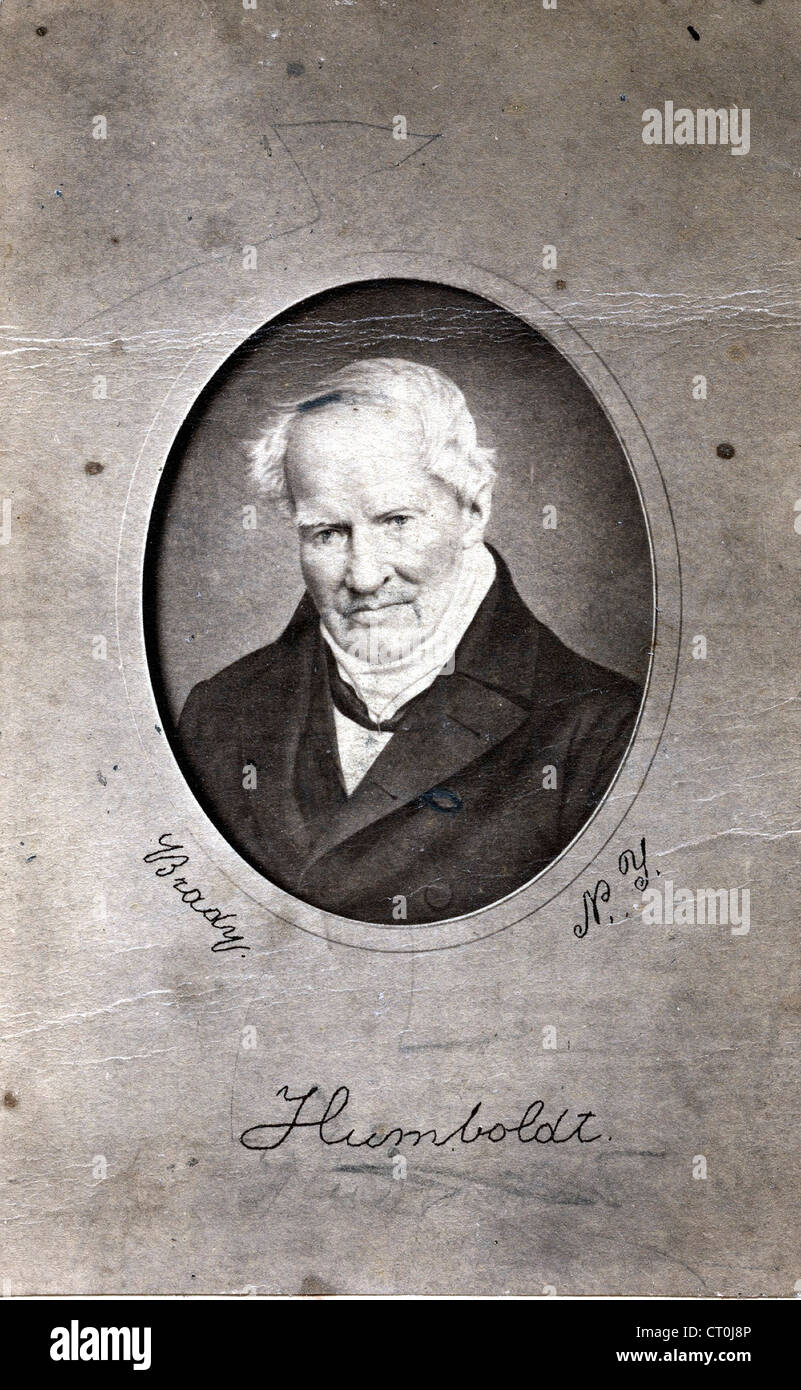 Portrait of explorer and naturalist Alexander von Humboldt, by Mathew Brady Gallery, ca 1857 Stock Photo