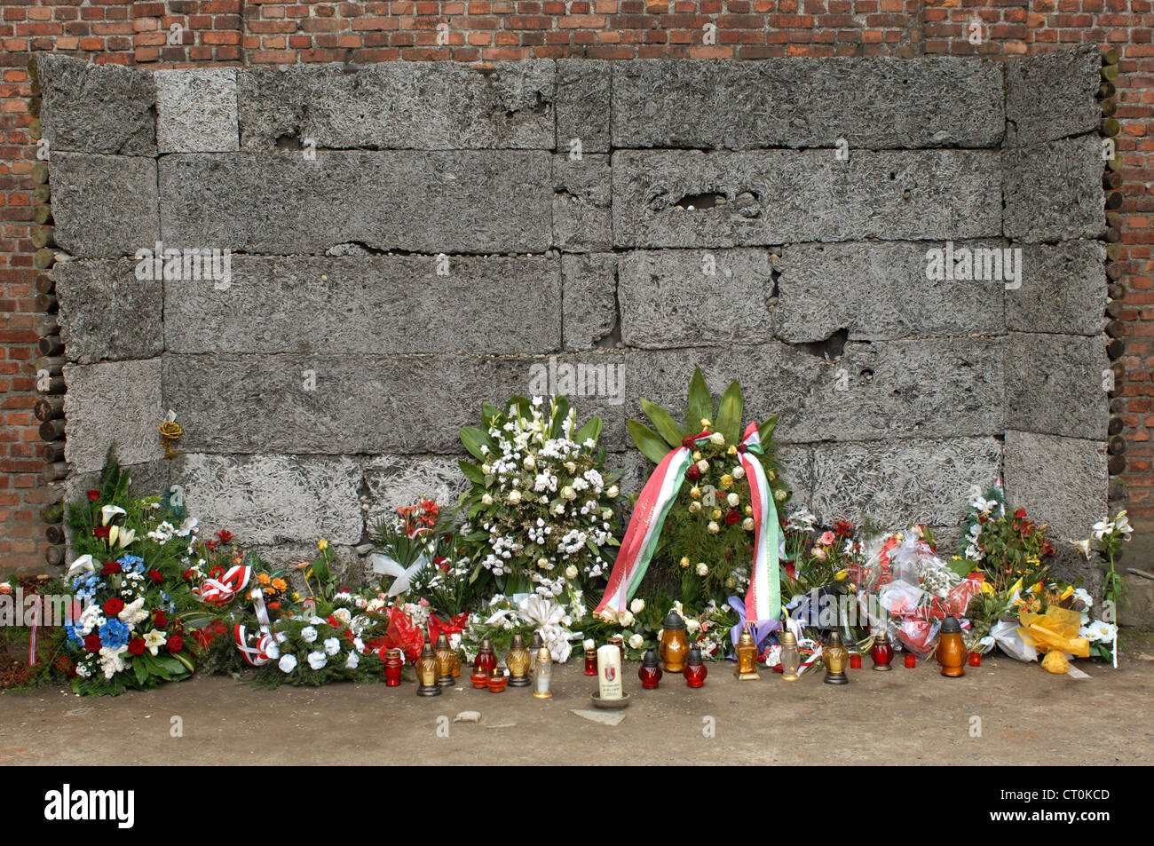 Execution wall between blocks 10 and 11 Auschwitz I concentration camp Poland Stock Photo