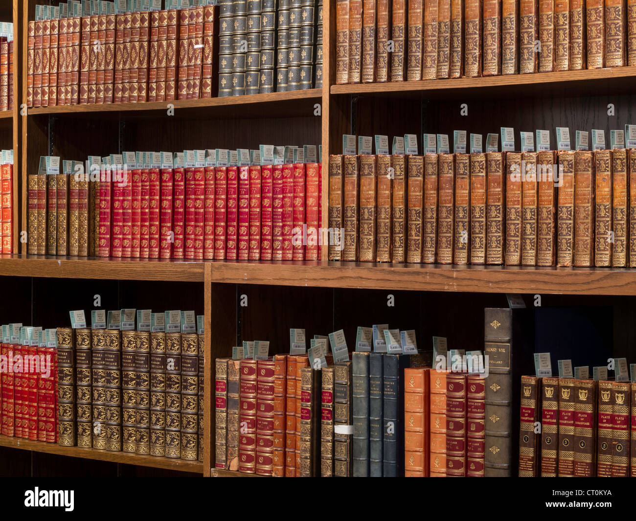 Fine Leatherbound Books for Auction at Christie's, NYC Stock Photo Alamy