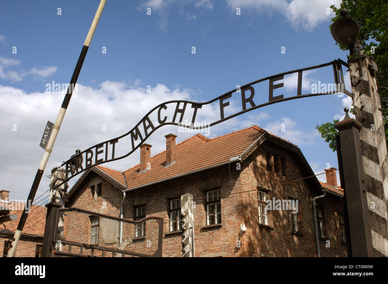 Motto Arbeit macht frei work makes free Auschwitz I Stock Photo