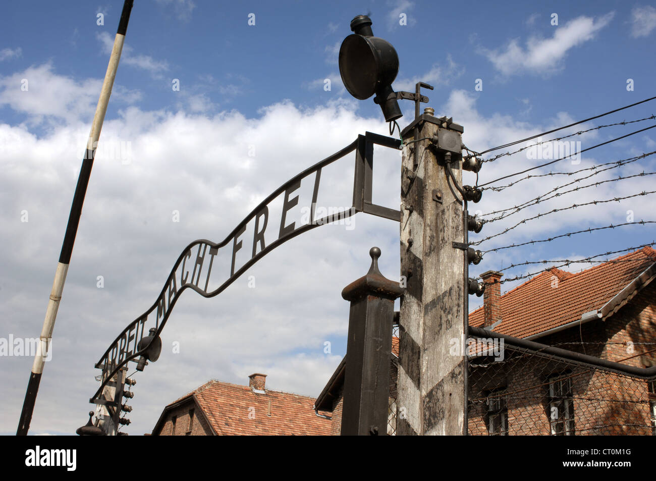 Motto Arbeit macht frei work makes free Auschwitz I Stock Photo