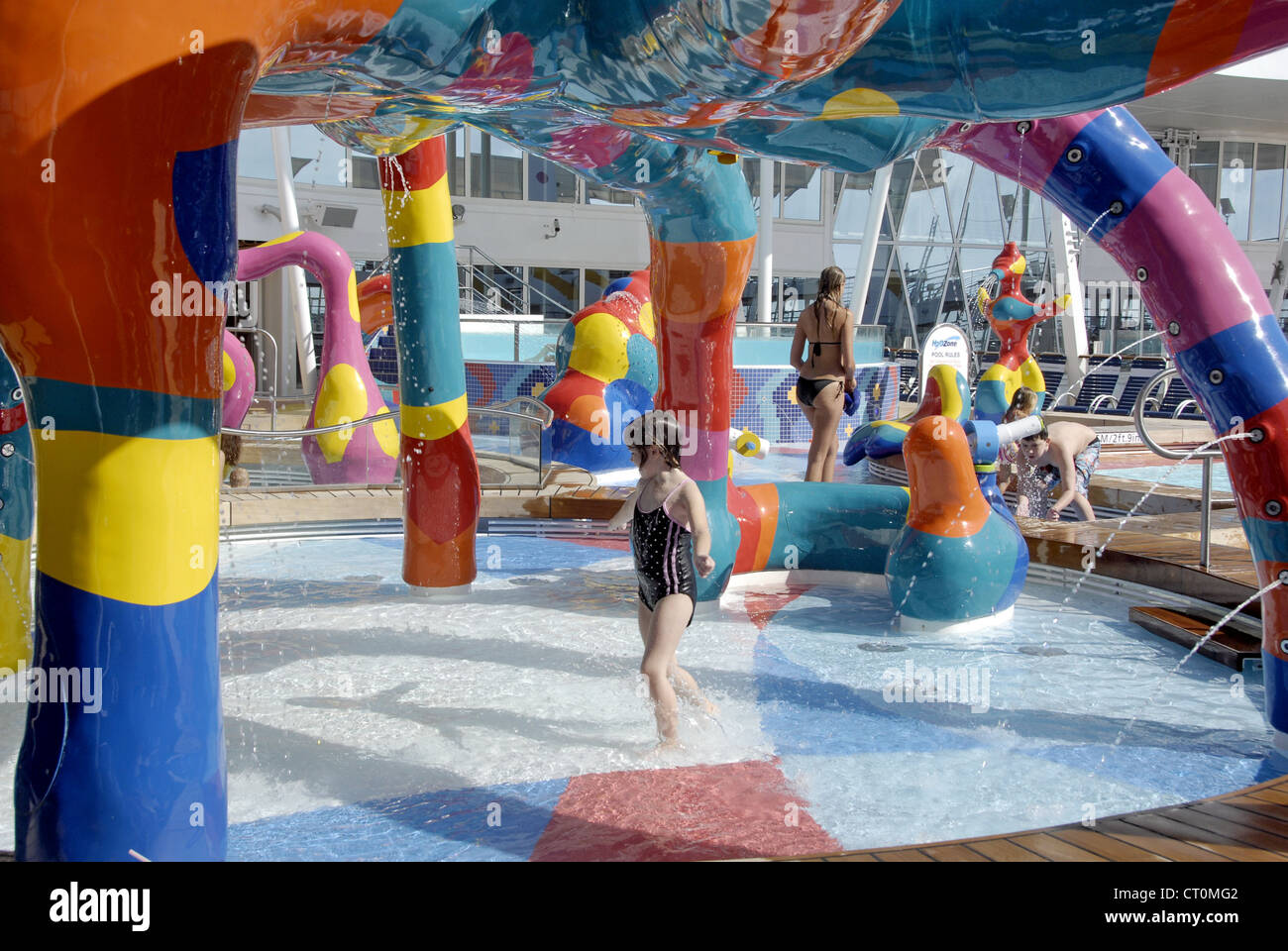 Kids' water play area on Royal Caribbean International's Oasis of the Seas largest passenger ship Stock Photo