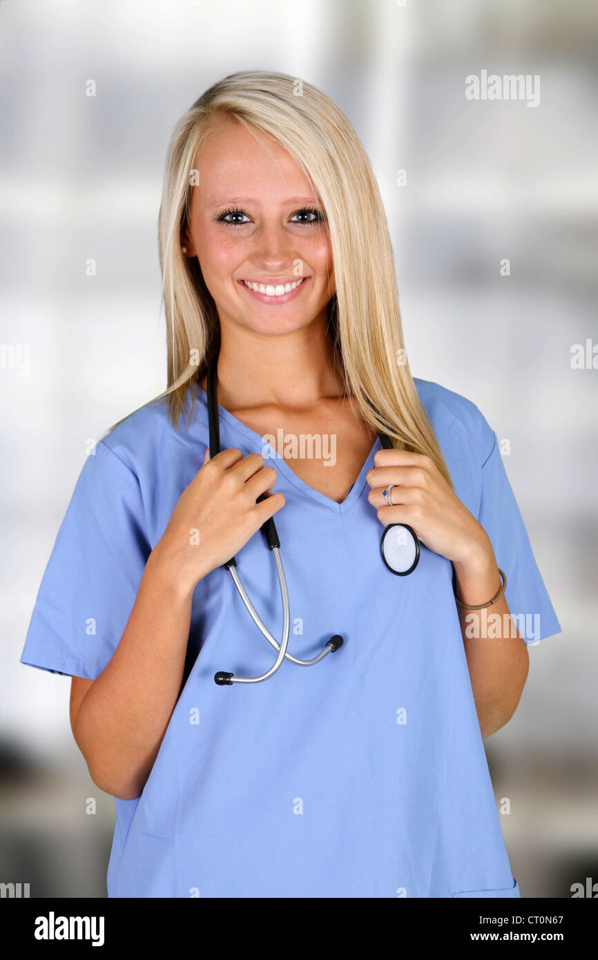 Young female nurse working in a hospital Stock Photo Alamy