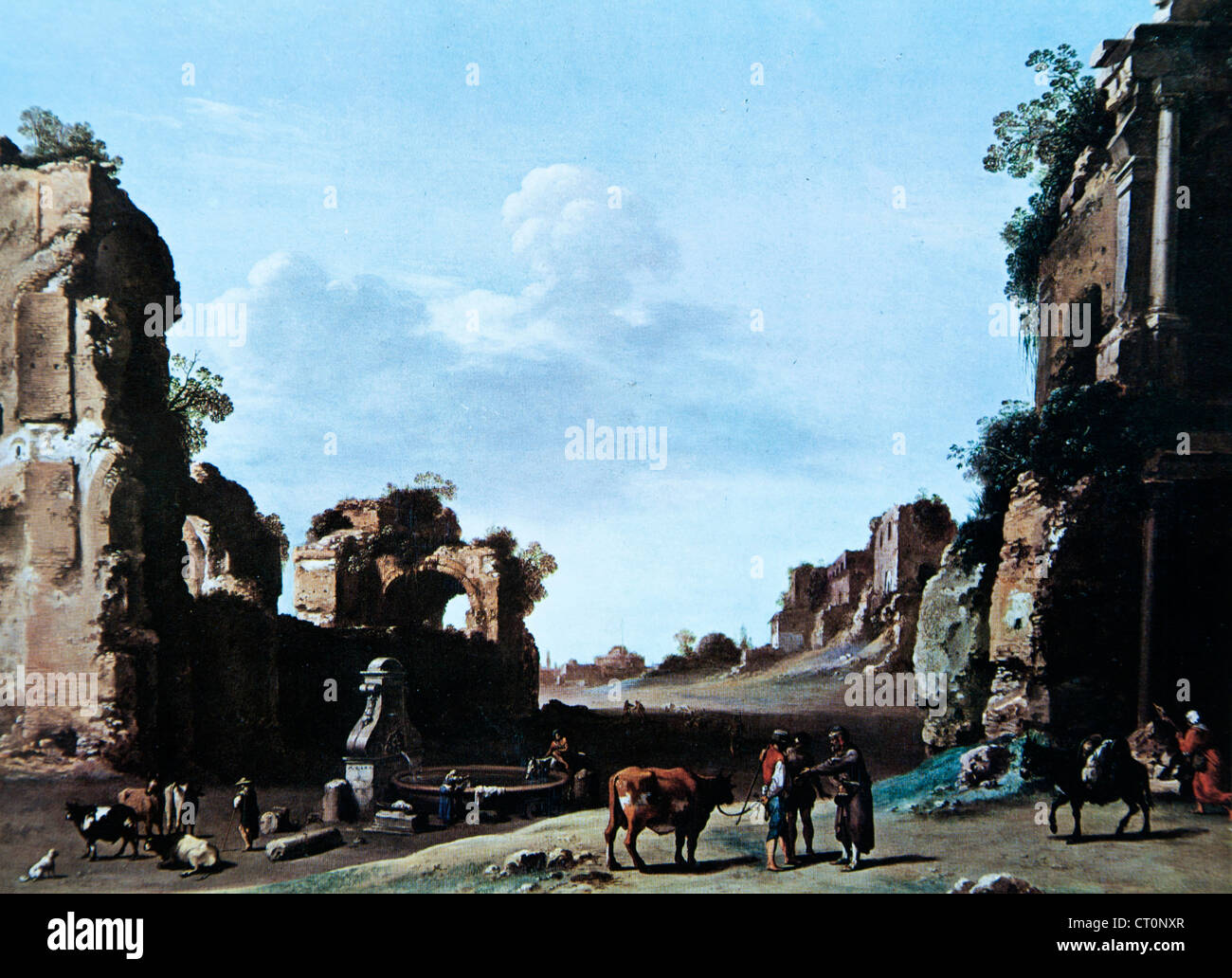 View of the Campo Vaccino, Rome – Cornelis van Poelenburgh Stock Photo