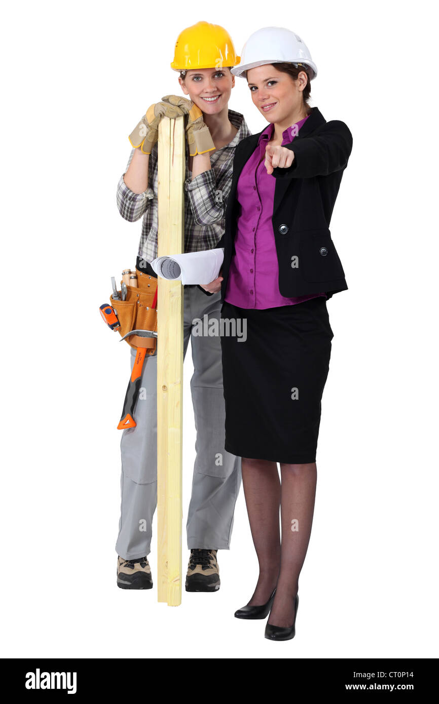 Female carpenter and architect Stock Photo Alamy