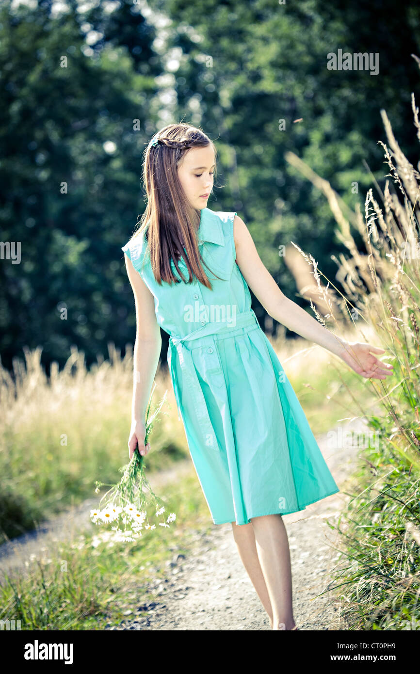 the outdoor portrait of a young girl Stock Photo