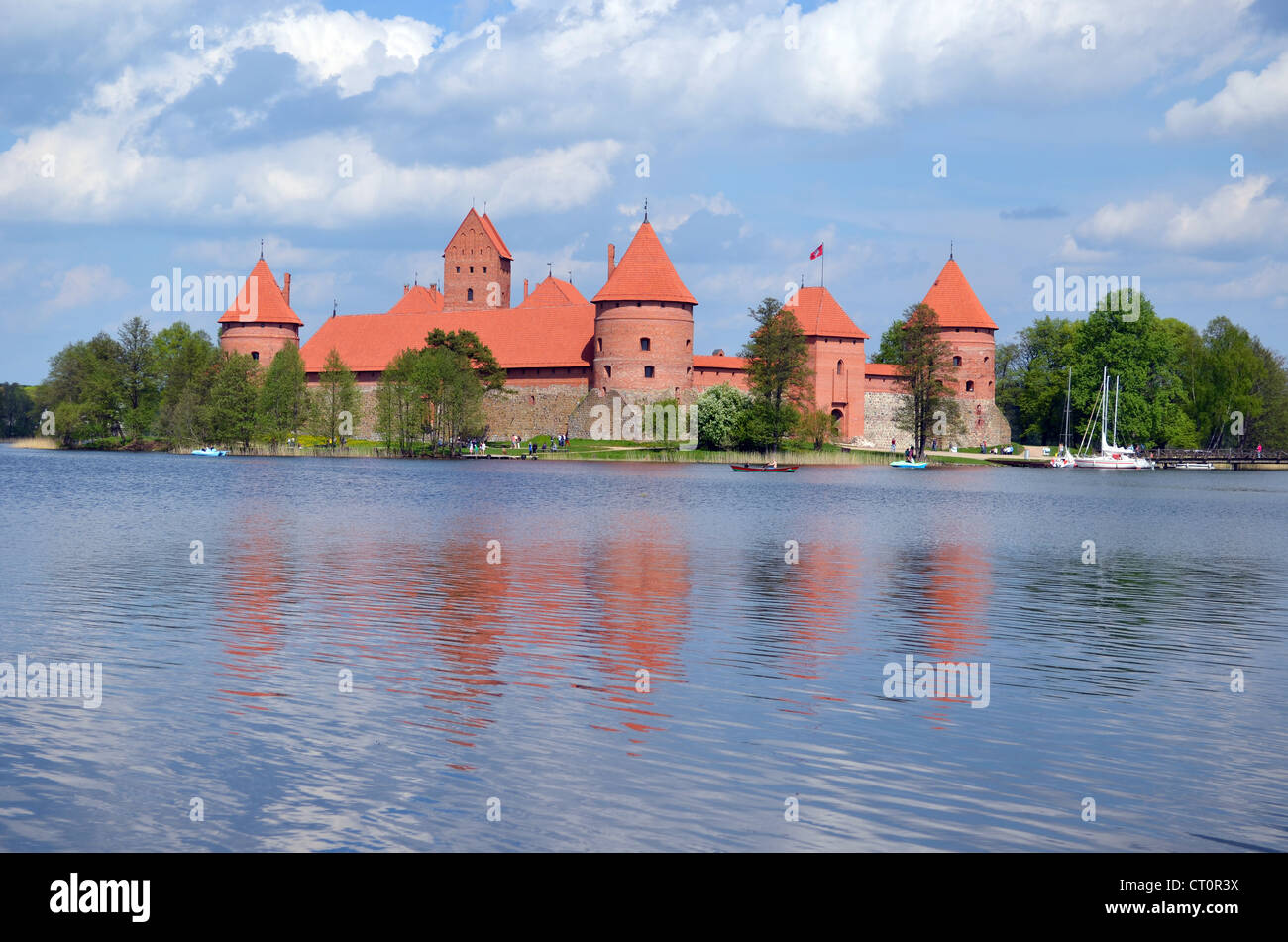 Trakai Castle surrounded by Galve lake. Most visited tourist destination in Lithuania. XIV - XV centuries architecture. Stock Photo