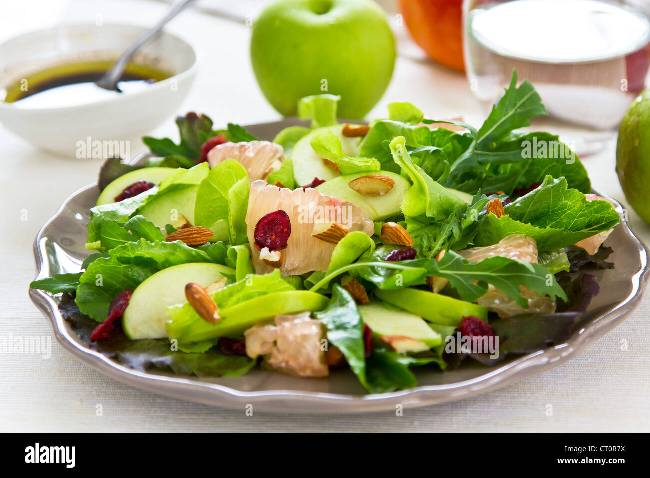 Apple,Grapefruit and Cranberry salad Stock Photo
