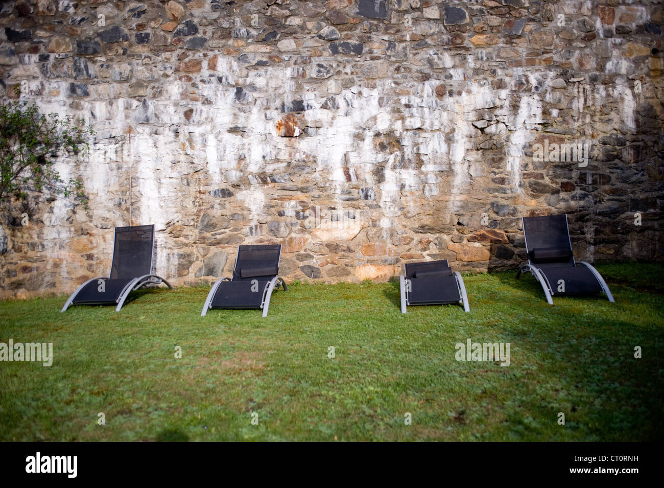 Sunbeds in low season Stock Photo Alamy