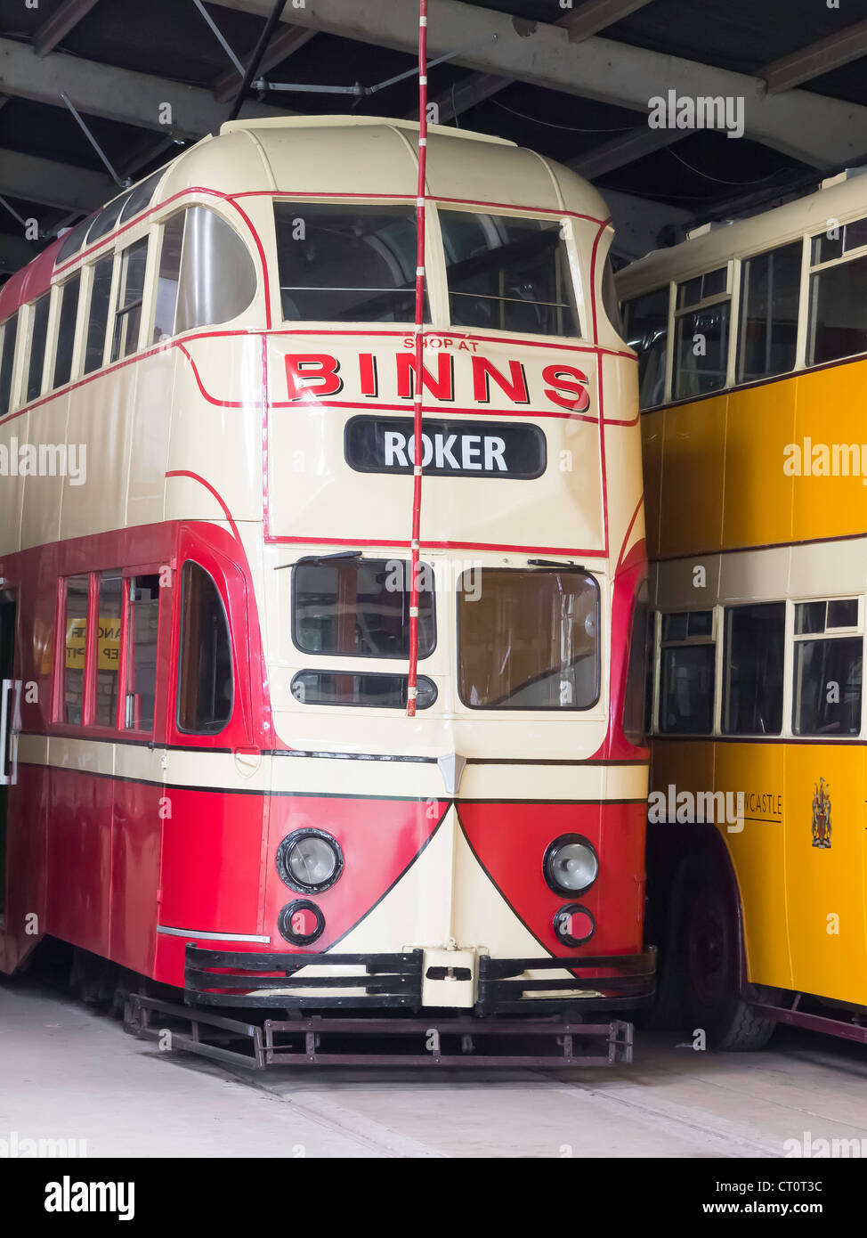 A Sunderland tram and a Trolley bus from Newcastle in the Tram Depot at