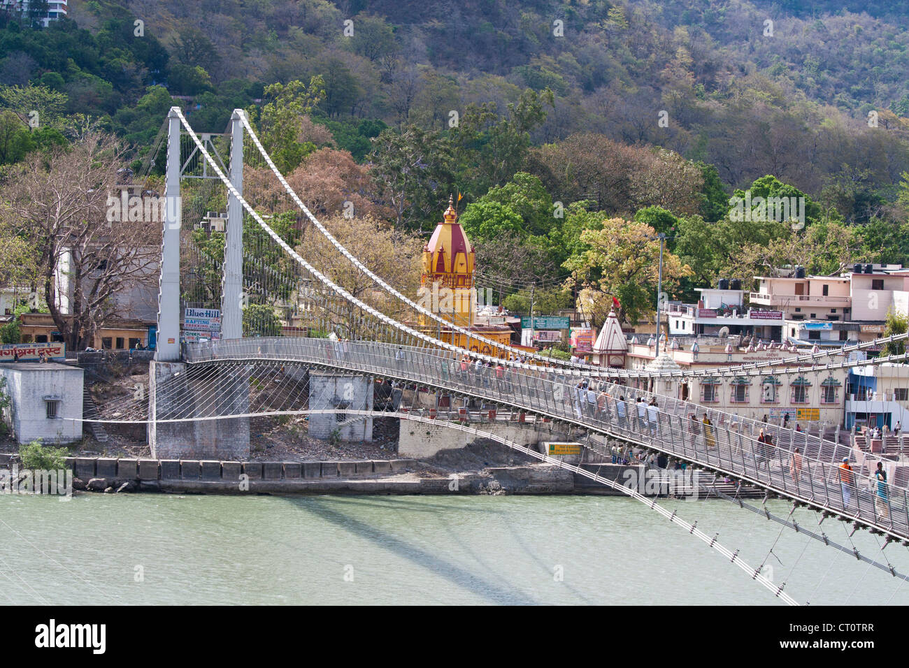 Ram Jhula bridge near Rishikesh India Stock Photo