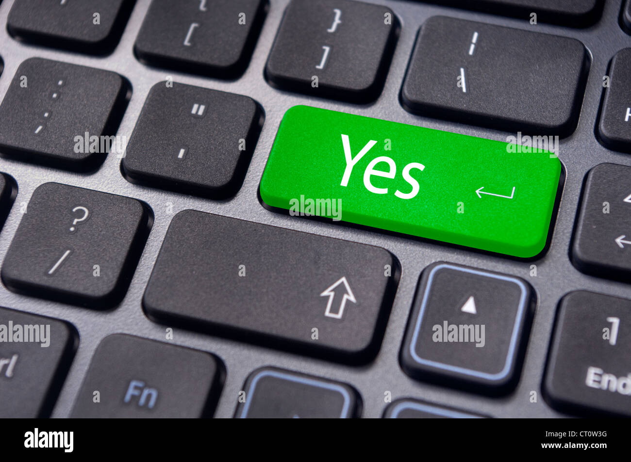 Yes on keyboard enter key, concept of agree. Stock Photo